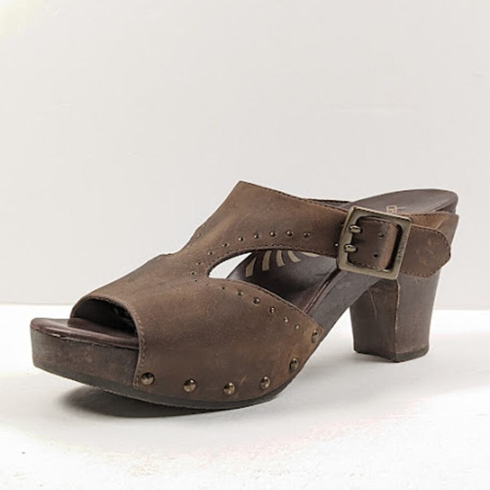 Dansko Ripley Leather Studded Wooden Heel Platform Sandals Size 40 US 9.5-10